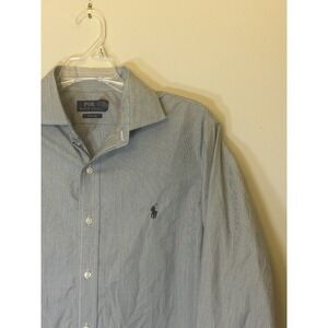 Polo Ralph Lauren Poplin Shirt Men's 16 34/35 Easy Care Gray Long Sleeve